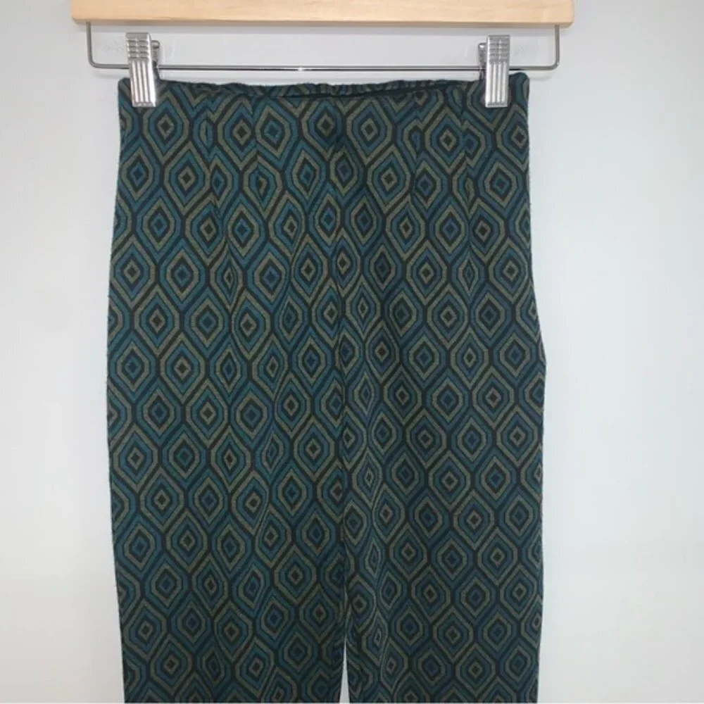 Free People Retro Flare‎ Pants Women’s Size 0 US Teal Green Brown Black